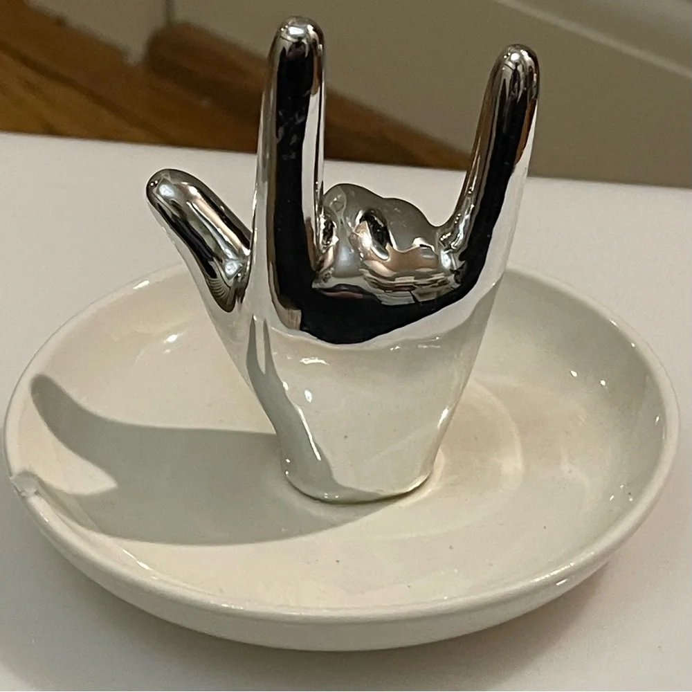 I Love You Hand Ceramic Jewelry Ring Holder Dish